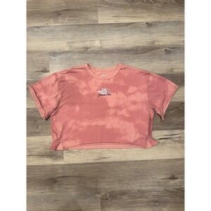 The‎ North Face Cropped T Shirt Pink Tie Dye Logo Graphic Women Size L